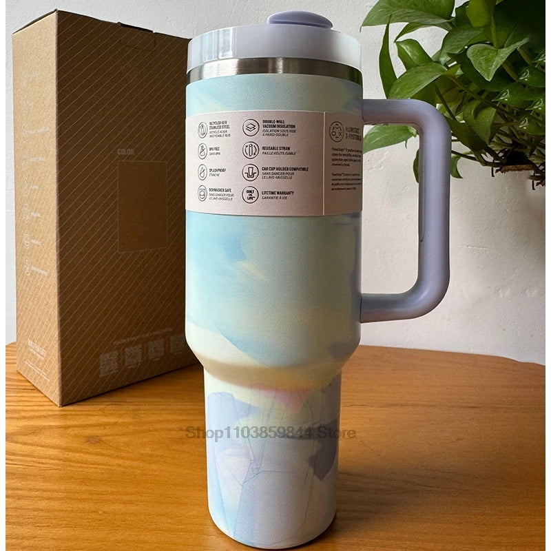 2025 New Handle Straw Lid Stainless Steel 30oz/40oz Vacuum Insulated Car Mug Double Wall Thermal Iced Travel Cup coffee mug
