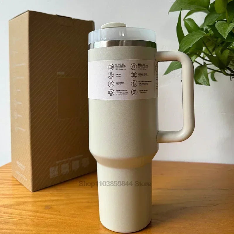 2025 New Handle Straw Lid Stainless Steel 30oz/40oz Vacuum Insulated Car Mug Double Wall Thermal Iced Travel Cup coffee mug