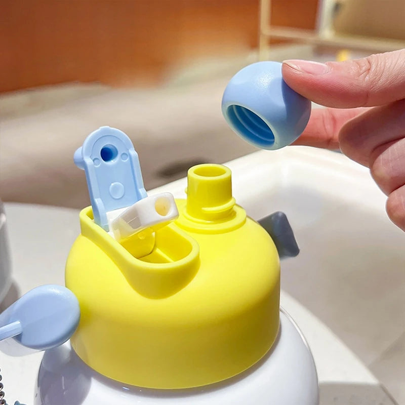 800ml Water Bottle Food-Grade Plastic Water Bottle Large-Capacity Kid Tumbler Kettle Straw Cup Big Belly Drinking Cup for Travel