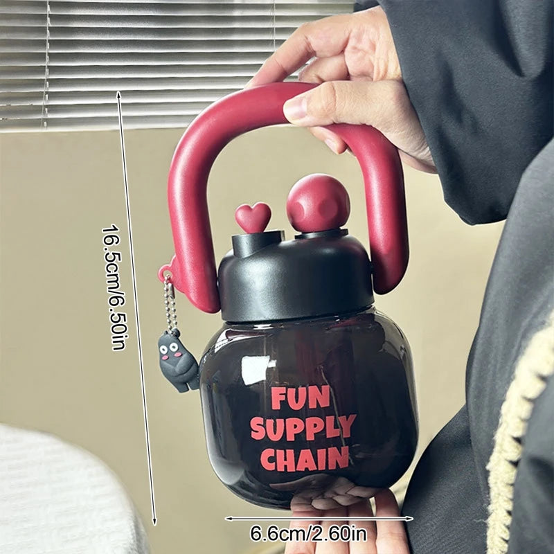 800ml Water Bottle Food-Grade Plastic Water Bottle Large-Capacity Kid Tumbler Kettle Straw Cup Big Belly Drinking Cup for Travel