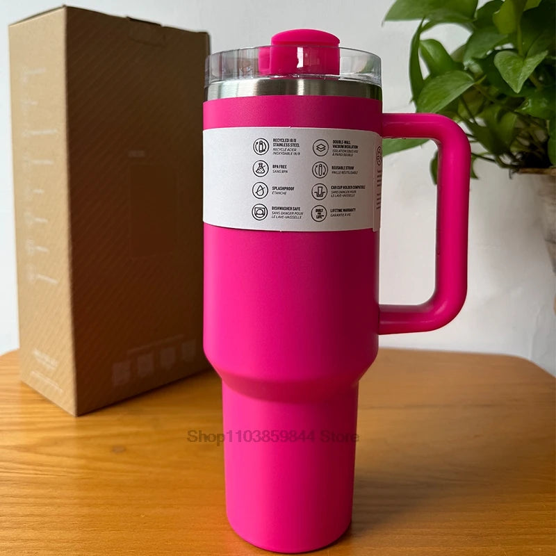 2025 New  Handle Straw Lid Stainless Steel 30oz/40oz Vacuum Insulated Car Mug Double Wall Thermal Iced Travel Cup coffee mug