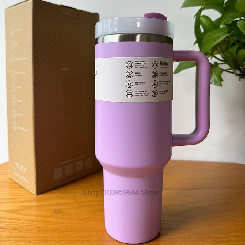 2025 New  Handle Straw Lid Stainless Steel 30oz/40oz Vacuum Insulated Car Mug Double Wall Thermal Iced Travel Cup coffee mug