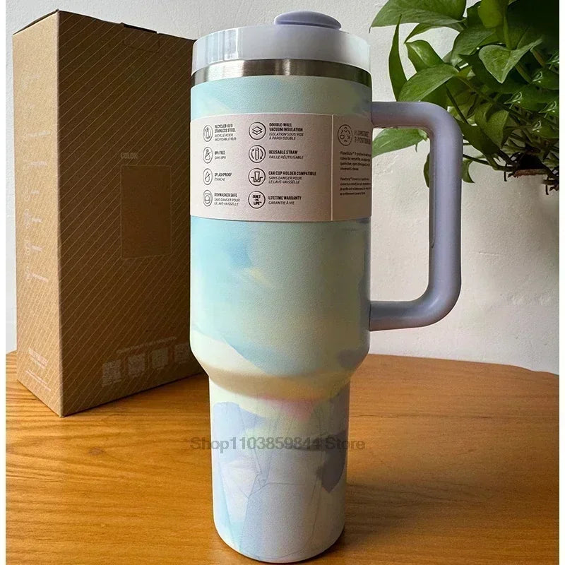 2025 New  Handle Straw Lid Stainless Steel 30oz/40oz Vacuum Insulated Car Mug Double Wall Thermal Iced Travel Cup coffee mug